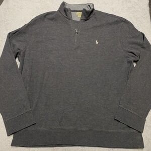 Polo Ralph Lauren 1/4 Zip Pullover Mens XL Gray Viscose Blend Soft Preppy Pony